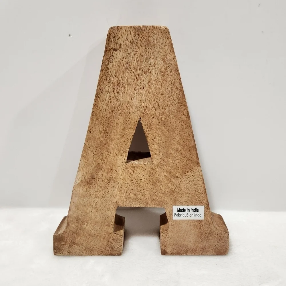 Wooden Block Letter Monogram Initial Rustic Etched Home Decor